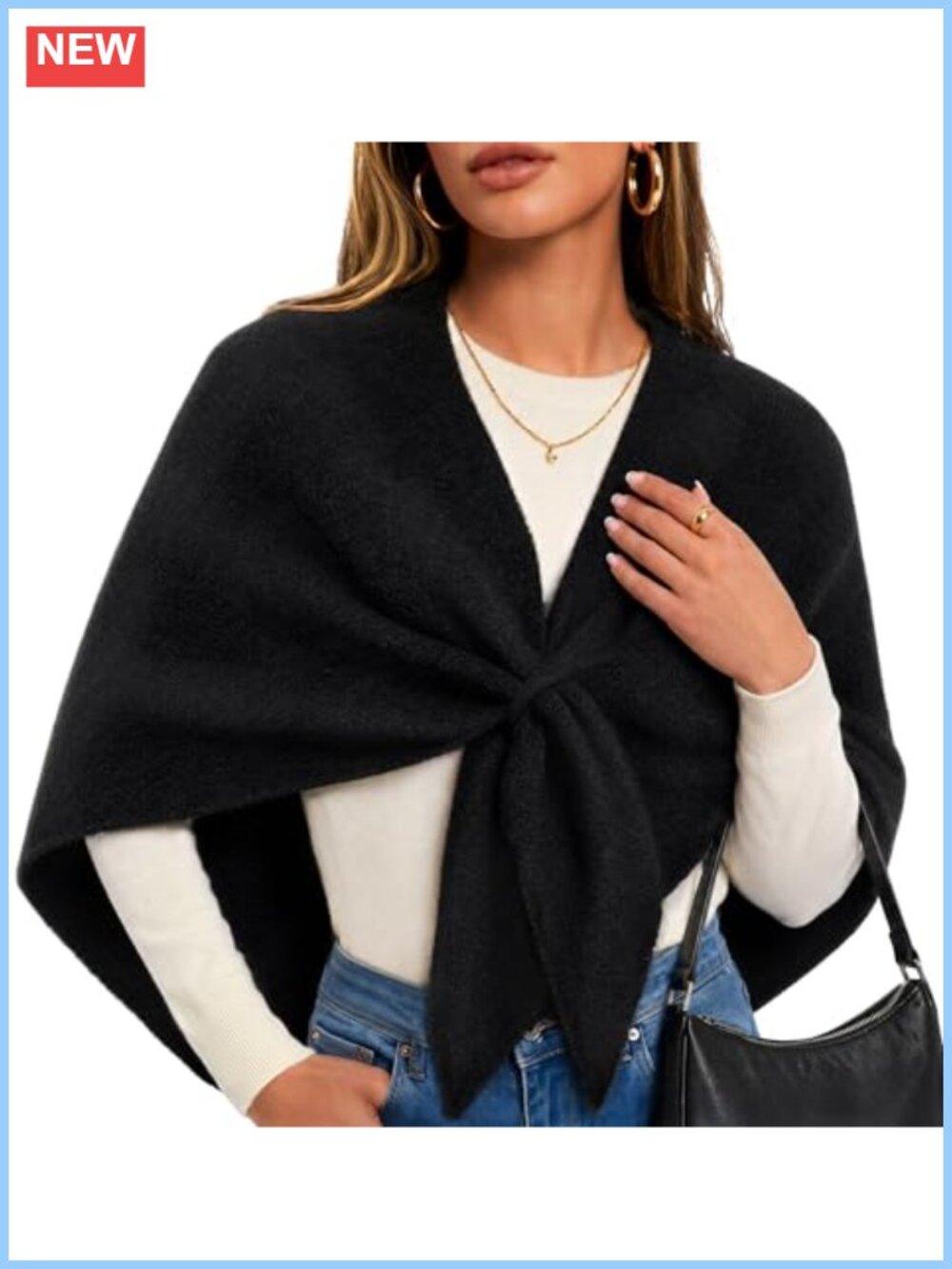 Wool Pashmina Shawl Wrap Soft Open Front Poncho Sweater